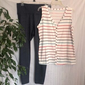 OLD NAVY & COREIO sz XL leggings exercise pants & casual striped V neck tank